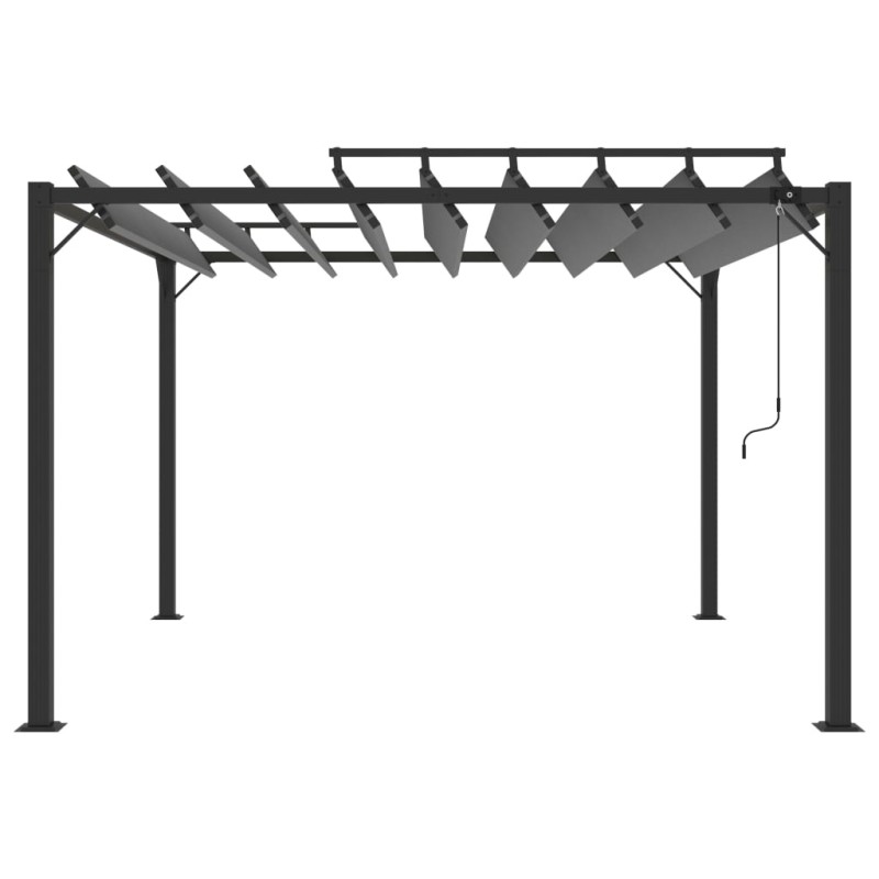 Pavillon mit Lamellendach 3x3 m Anthrazit Stoff und Aluminium