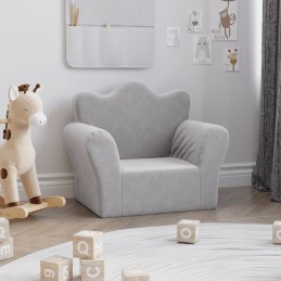 Kindersofa Hellgrau Weich...