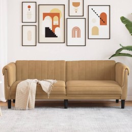 Sofa 3-Sitzer Braun Samt