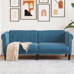 Sofa 2-Sitzer Blau Samt