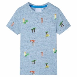 Kinder-T-Shirt Blau Melange...