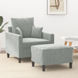 Sessel mit Hocker Hellgrau...