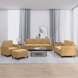 4-tlg. Sofagarnitur Braun Samt