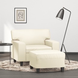 Sessel mit Hocker Creme 60...