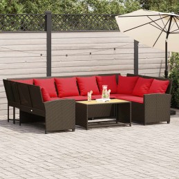 Gartensofa mit Kissen Braun...