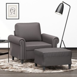 Sessel mit Hocker Grau 60...