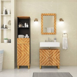 3-tlg. Badschrank-Set Braun...