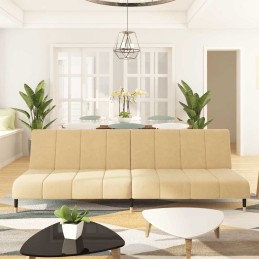 Schlafsofa 2-Sitzer Creme Samt