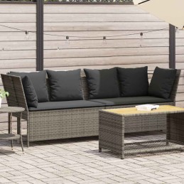 Gartensofa mit Kissen Grau...