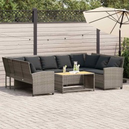 Gartensofa mit Kissen Grau...