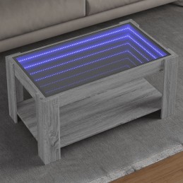 LED-Couchtisch Grau Sonoma...
