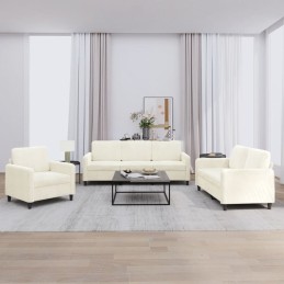 3-tlg. Sofagarnitur Creme Samt
