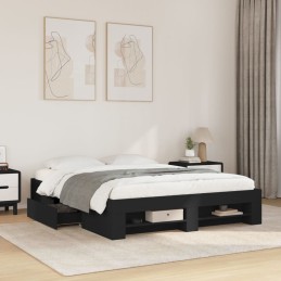 Bettgestell Schwarz 150x200...