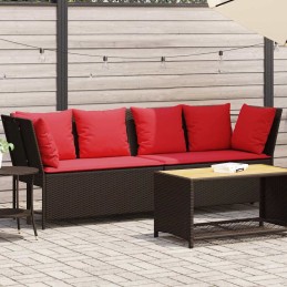 Gartensofa mit Kissen Braun...