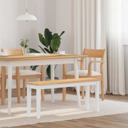 Bank 110 cm Weiß Massivholz...