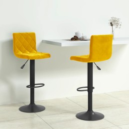 Barhocker 2 Stk. Senfgelb Samt