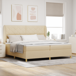 Creme Boxspringbett mit...