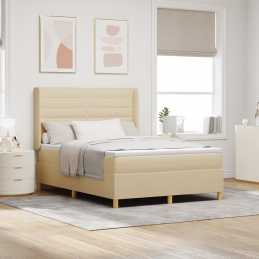 Creme Boxspringbett mit...