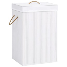 Bambus-Wäschekorb Weiß